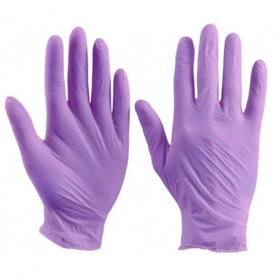 Перчатки нитрил неопудренные фиолетовые размер М, 1 пара